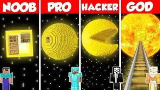 SUN PLANET BASE HOUSE BUILD CHALLENGE - Minecraft Battle: NOOB vs PRO vs HACKER vs GOD / Animation