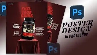Premium Whey Protein Poster Design in Photoshop | Full Product Ad Tutorial For Beginners