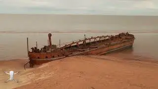 Barcos encayados en Juan Lacaze desde el aire
