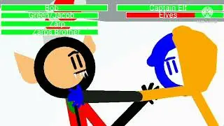 Draw a stickman epic The Stickverse Elf fight with healthbars
