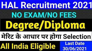 HAL Recruitment 2021 | Hindustan Aeronautics Limited Vacancy 2021 | HAL Apprentice Recruitment 2021