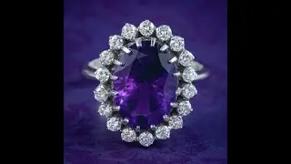Vintage Amethyst Diamond Cluster Ring 6ct Amethyst