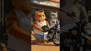 Pitu Mama&rsquo;s New Bike &ndash; Royal Entry in the Village! #cat #cartoon #shorts2025 #bike