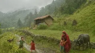Very Beautiful And Peaceful Nepali Mountain Village Life in Nepal | Daily Lifestyle in Rainy Time