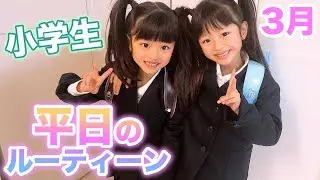 【平日ルーティーン】双子女子の１日の過ごし方３月編！学校のある日【ここのの】