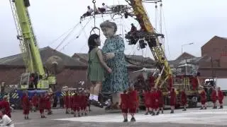 Grandmother Giant and Little Girl Giant at Clarence Dock Dancing Hugging 2014 HD