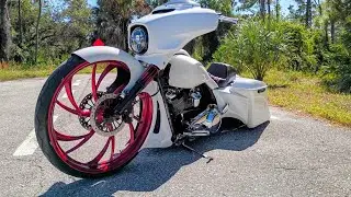 ** New Build** 2017 Harley Davidson 30” Big Wheel Bagger Full Air front/rear in Pearl White +Red