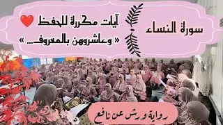 آيات مكررة للحفظ ❤️  سورة النساء ثمن 《 وعاشروهن بالمعروف ...》 الحزب الثامن
