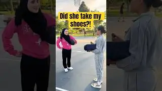 Will she Beat me for FREE Shoes.. 👀 #basketball #challenge