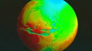 Rotating Mars with false color MOLA topography