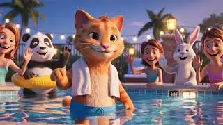 Cute Orange Cat Goes Swimming With Friends 🐱🏊‍♂️ | 3D Pixar-Style Animated Short