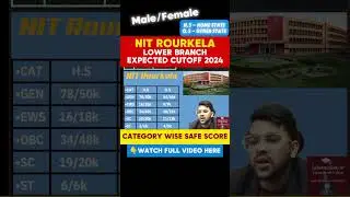 NIT ROURKELA CUTOFF 2024 FOR LOWER BRANCH CATEGORY WISE | JOSAA COUNSELLING 2024 #shorts