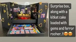 Learn to assemble kitkat cake loaded with gems, Ferrero rocher. And a surprise box!! 😍#surprisebox