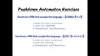 Pushdown Automaton Exercises