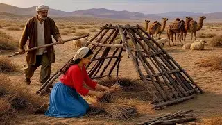 A Hard Day with a Nomadic Shepherd Couple in a Desert Shelter in Iran | Nomad Life