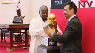President Museveni receives FIFA World Cup trophy at State House Entebbe