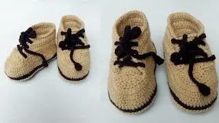 You Can Easily Apply This Crochet Pattern of Baby Boy Shoes For Beginners Tutorial |#HaadiArts
