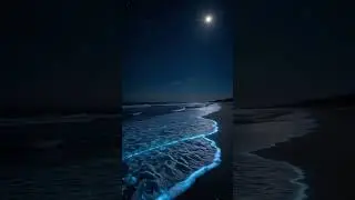 Bioluminescent Beach: Glowing Waves #aesthetic #ambientnoise #naturetranquility #glow #beach #fyp