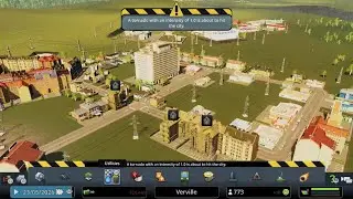 cars and buildings get destroyed after a meteorite and the tornado