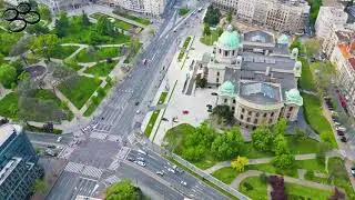 Та&scaron;majdan, Stadion, Hotel Metropol, Beograd iz vazduha (Tasmajdan park, Belgrade aerial video) 4K
