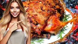 BEST Stuffed Duck Recipe in the Oven with Apples and Walnuts