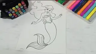 Coloring Ariel the Little Mermaid | Relaxing Art