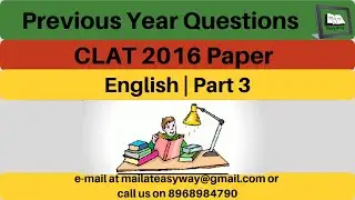 #CLAT_2020 | Previous Year Questions | #English | #CLAT_2016 Paper | Part 3