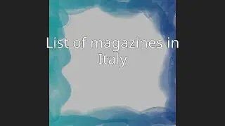 List of magazines in Italy