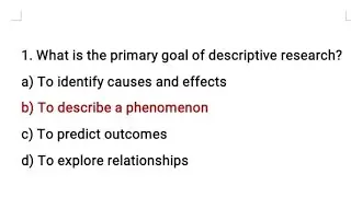 Descriptive Research Most Important McQs with correct answer 
