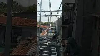 steel deck second floor using tubular #steeldeck #construction #skilledworker #skills #apartment