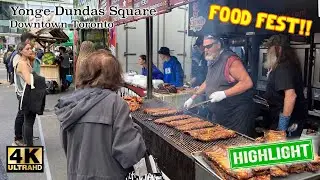 [4K] Rib Fest in Toronto: BBQ, Music & Drinks at Yonge-Dundas Square