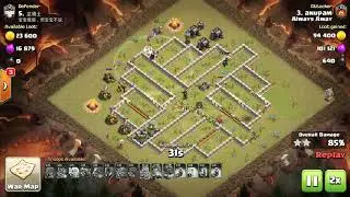 WOW!!!! TH11 DESTROYS MAX TH12... BAT SPELL IS OP