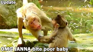Not still small baby JANNA, Don't bite hurt poor baby! JANNA try hard bite hurt like she baby too