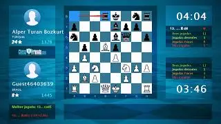 An&aacute;lise do Jogo de Xadrez: Guest46403639 - Alper Turan Bozkurt, 1-0 (Por ChessFriends.com)