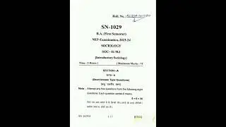 Inductory Sociology || BA First Sem || NEP major || SDSUV || session 2023-24 ||
