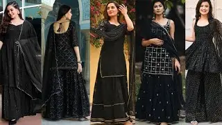 Beautiful Black Sharara And Gharara Designs||Black Colour Palazzo Suit Ideas||Latest Black Suit 2022