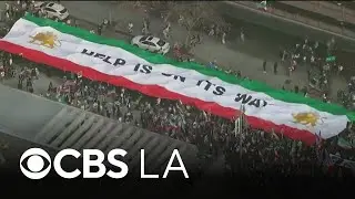 Thousands gather in downtown Los Angeles to protest Iranian regime
