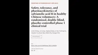 Safety, tolerance, and pharmacokinetics of salvianolic acid B in healthy Chinese volu... | RTCL.TV