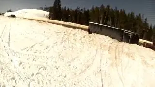 tracked up wind blown hard packed snow