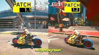 CYBERPUNK 2077 PS4 PATCH 1.2 VS 1.11 Gameplay Performance & Graphics Comparison #2 (Free Roam)