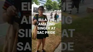 Ella the amazing singer outside Pride festival