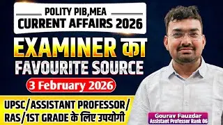 PIB Current Affairs 2026 | PIB February  Current Affairs 2026 | Polity PIB MEA By Gaurav Fauzdar