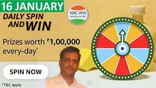Amazon Daily Spin and Win Quiz Answers 16 Jan l Amazon Quiz l SPIN & WIN ₹ 100000 Amazon Pay Balance