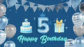1 HOUR Happy 5th Birthday Banner with Happy Birthday Song