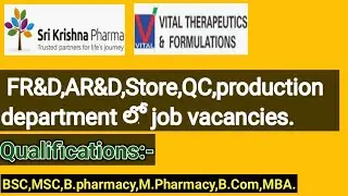 Pharma job notifications #in production, QC,FR&D,AR&D,Store.