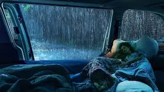 Stress Relief in 3 Minutes with Heavy Rain on Cozy Car Window at Night for Deep Sleep & Calm Mind
