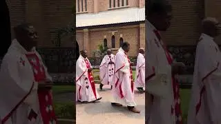 Cardinal Fridolin Ambongo Besungu, O.F.MCap processes with priests and bishops #catholic