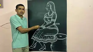 Learn to draw a woman sitting on a cut tree wood ||😳 #drawingtutorial #womanart #artist 