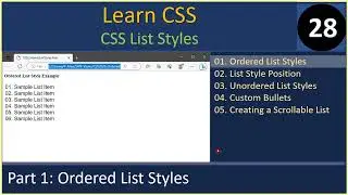 List Style | Part 1 - Ordered List Style Types | CSS Tutorial #28