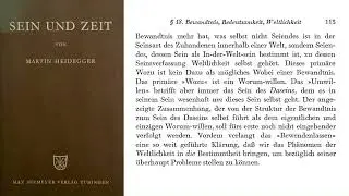 Heidegger | SEIN UND ZEIT | I. Abschnitt: Kapitel 3.A. | &sect; 18 (1/2)